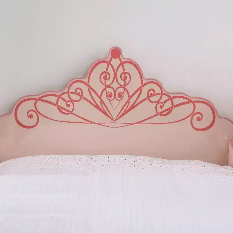 Lit pour enfants jumeaux Princess Crown, rose, volutes décoratives, mobilier de chambre d'enfant moderne