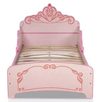 Lit pour enfants jumeaux Princess Crown, rose, volutes décoratives, mobilier de chambre d'enfant moderne