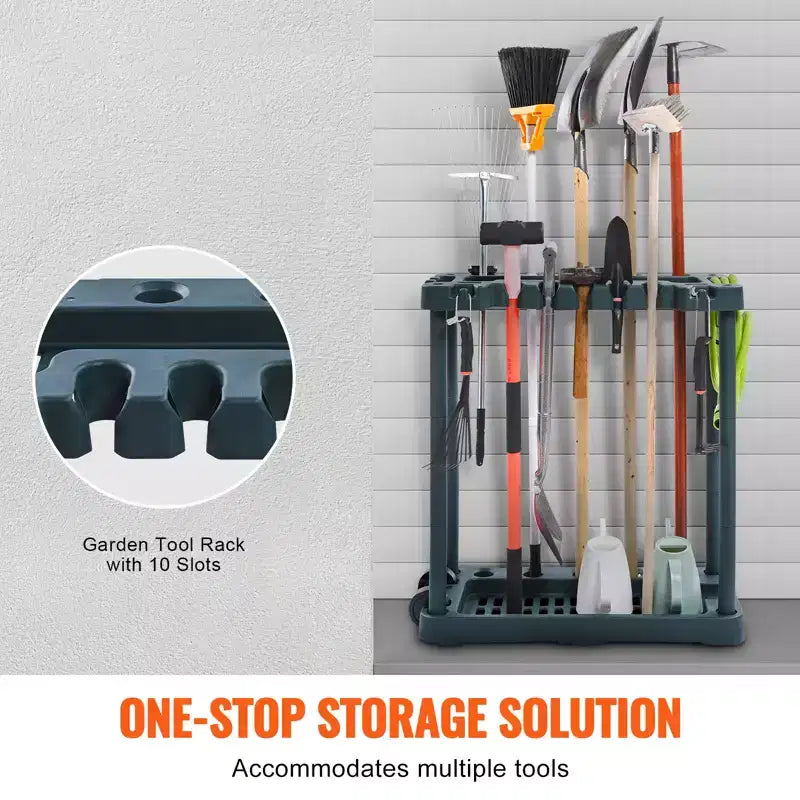 Organisateur d'outils de jardin, 10 emplacements, support de rangement pour outils de jardin pour garage et entrepôt
