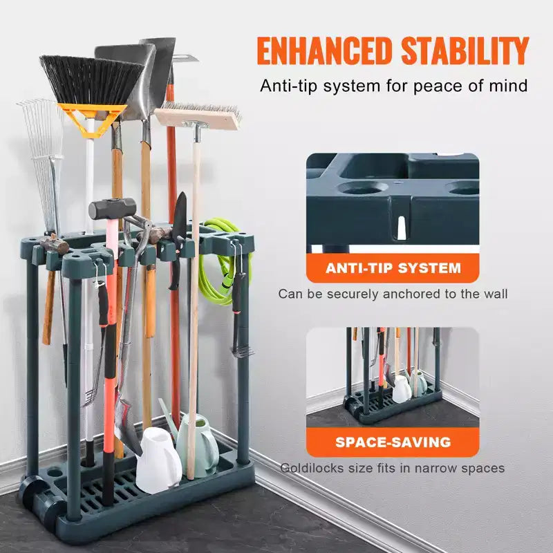 Organisateur d'outils de jardin, 10 emplacements, support de rangement pour outils de jardin pour garage et entrepôt