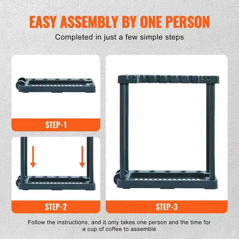 Organisateur d'outils de jardin, 10 emplacements, support de rangement pour outils de jardin pour garage et entrepôt