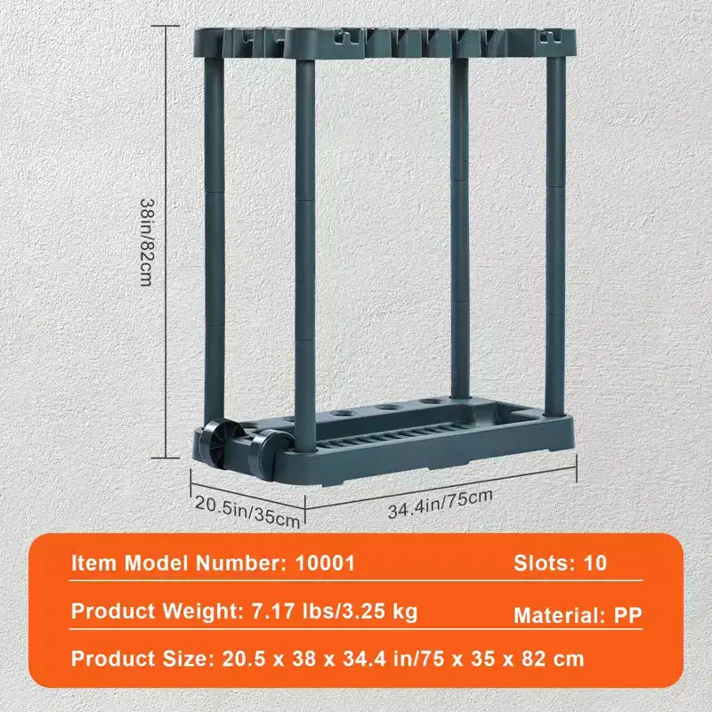 Organisateur d'outils de jardin, 10 emplacements, support de rangement pour outils de jardin pour garage et entrepôt