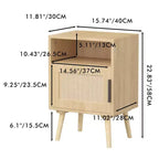 Table de chevet en rotin et bois, table d'appoint avec étagère ouverte, esthétique moderne et naturelle