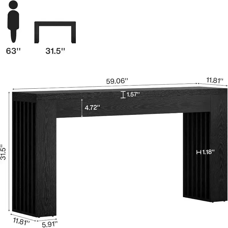 59-Inch Farmhouse Console Table for Living Room, Entryway, or Hallway