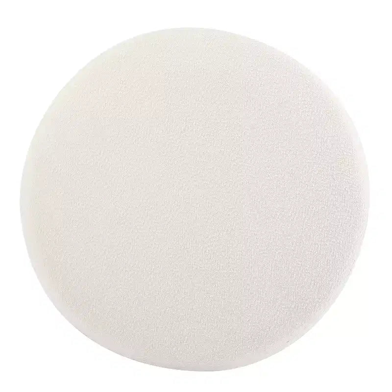 Pouf rond en bouclette moderne, repose-pieds et tabouret d'appoint rembourré doux avec pieds en bois d'hévéa
