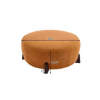 Pouf rond en bouclette moderne, repose-pieds et tabouret d'appoint rembourré doux avec pieds en bois d'hévéa