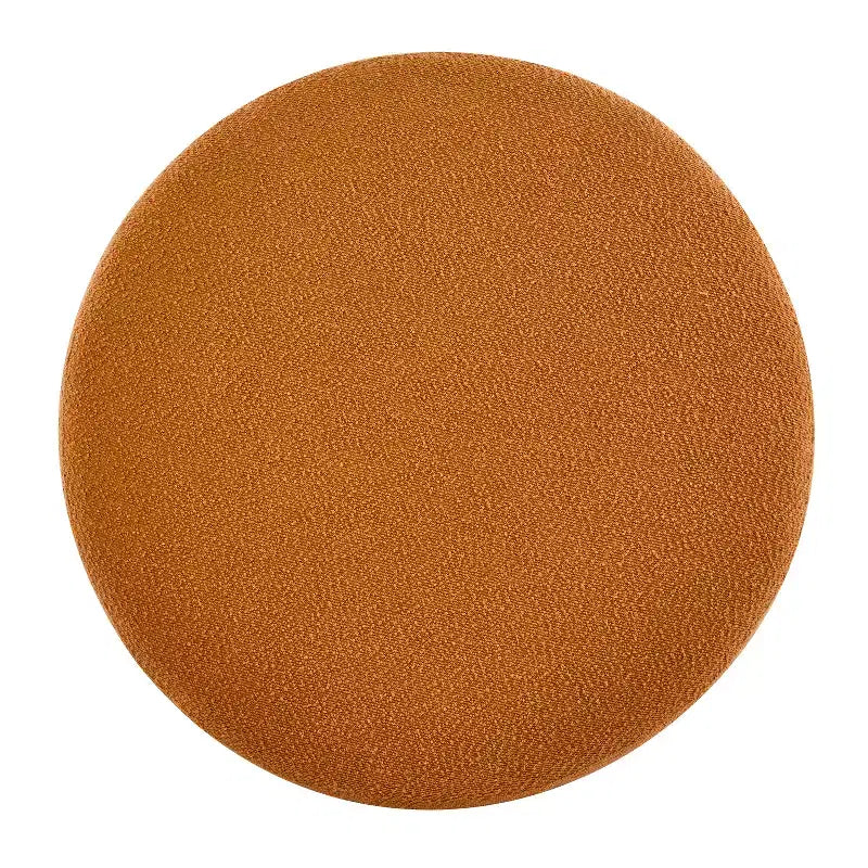 Pouf rond en bouclette moderne, repose-pieds et tabouret d'appoint rembourré doux avec pieds en bois d'hévéa