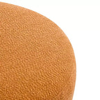 Pouf rond en bouclette moderne, repose-pieds et tabouret d'appoint rembourré doux avec pieds en bois d'hévéa