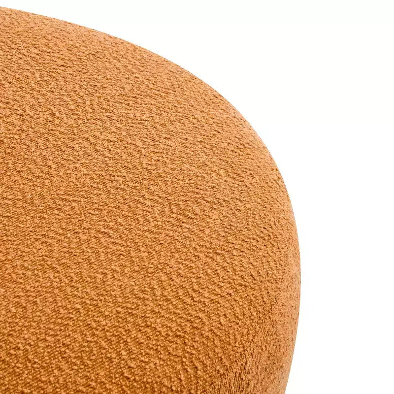 Pouf rond en bouclette moderne, repose-pieds et tabouret d'appoint rembourré doux avec pieds en bois d'hévéa
