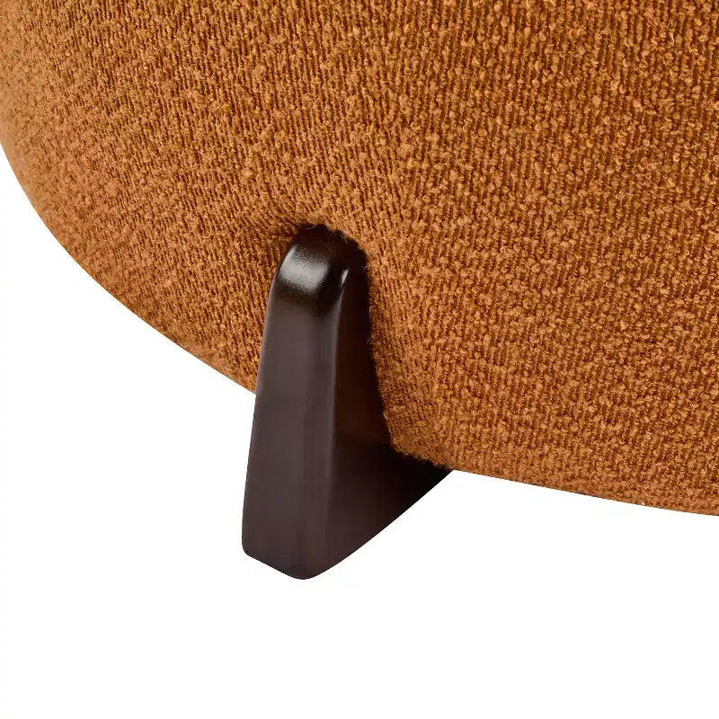 Pouf rond en bouclette moderne, repose-pieds et tabouret d'appoint rembourré doux avec pieds en bois d'hévéa