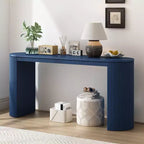 Console moderne à pieds courbés, Table d'entrée à rayures verticales avec plateau épais, Console étroite pour salon, entrée