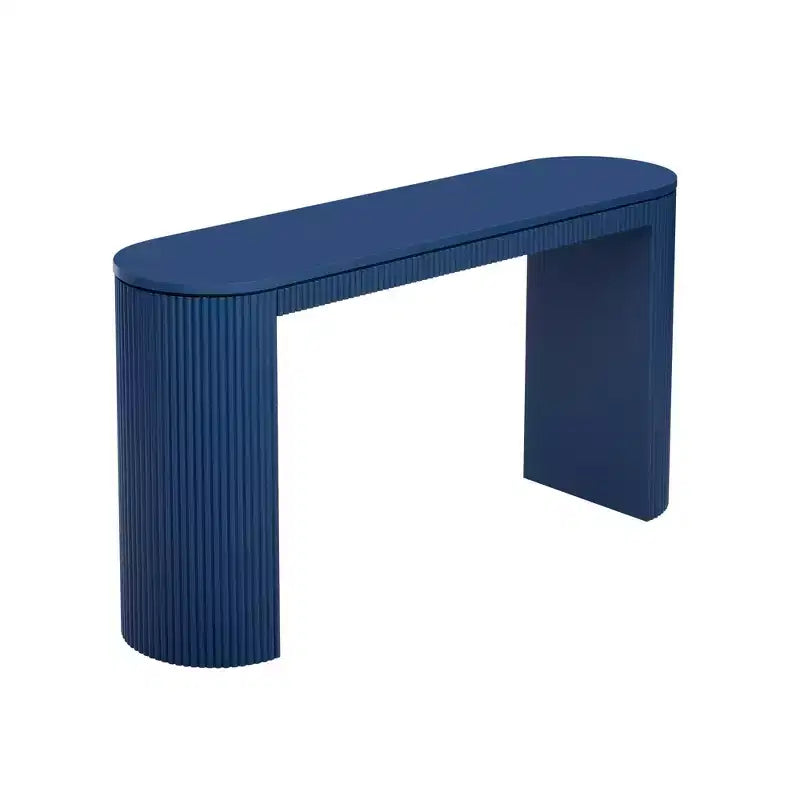 Console moderne à pieds courbés, Table d'entrée à rayures verticales avec plateau épais, Console étroite pour salon, entrée