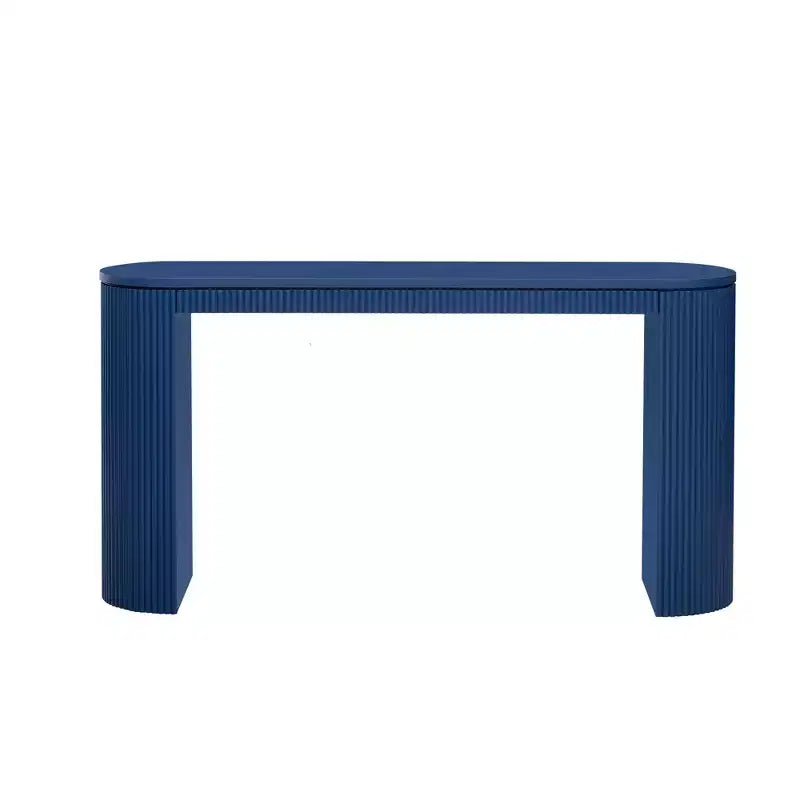 Console moderne à pieds courbés, Table d'entrée à rayures verticales avec plateau épais, Console étroite pour salon, entrée