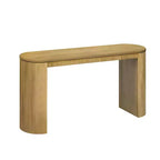 Console moderne à pieds courbés, Table d'entrée à rayures verticales avec plateau épais, Console étroite pour salon, entrée