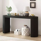 Console moderne à pieds courbés, Table d'entrée à rayures verticales avec plateau épais, Console étroite pour salon, entrée