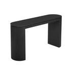 Console moderne à pieds courbés, Table d'entrée à rayures verticales avec plateau épais, Console étroite pour salon, entrée