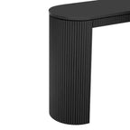 Console moderne à pieds courbés, Table d'entrée à rayures verticales avec plateau épais, Console étroite pour salon, entrée