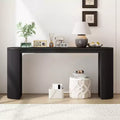 Console moderne à pieds courbés, Table d'entrée à rayures verticales avec plateau épais, Console étroite pour salon, entrée