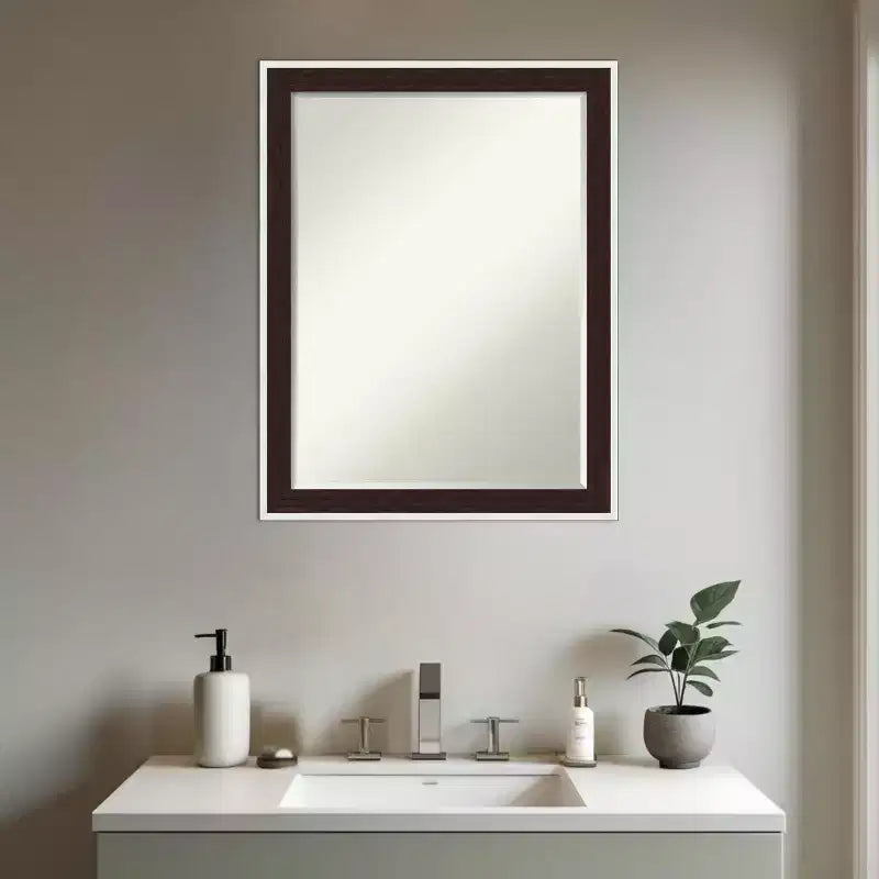 Miroir mural biseauté pour coiffeuse, cadre demi-pouce, Argent Expresso, 24x18 po