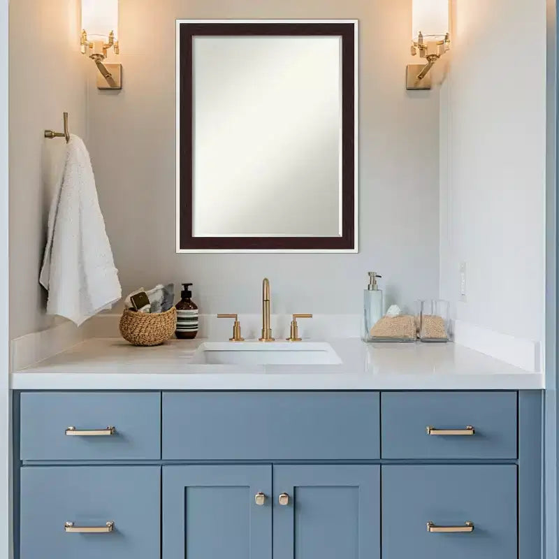 Miroir mural biseauté pour coiffeuse, cadre demi-pouce, Argent Expresso, 24x18 po