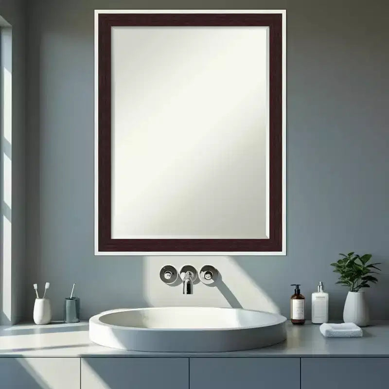Miroir mural biseauté pour coiffeuse, cadre demi-pouce, Argent Expresso, 24x18 po