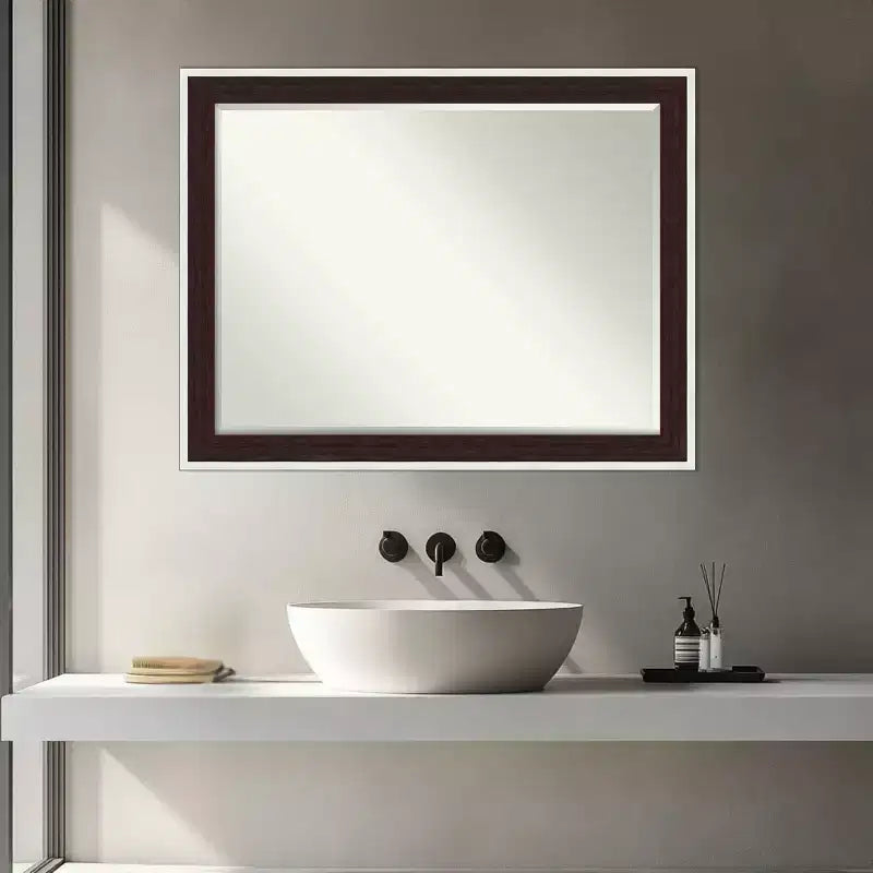 Miroir mural biseauté pour coiffeuse, cadre demi-pouce, Argent Expresso, 24x18 po