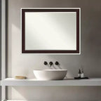 Miroir mural biseauté pour coiffeuse, cadre demi-pouce, Argent Expresso, 24x18 po
