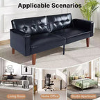 Canapé-lit convertible avec dossier réglable, fonctionne comme fauteuil inclinable et causeuse, coussins en mousse et à ressorts, noir