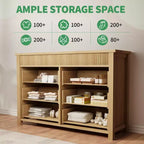 Commode à 6 tiroirs pour chambre à coucher, commode en bois de 47 pouces de large, commode cannelée pouvant servir de meuble TV, organisateur de rangement pour vêtements pour chambre à coucher et couloir