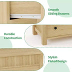 Commode à 6 tiroirs pour chambre à coucher, commode en bois de 47 pouces de large, commode cannelée pouvant servir de meuble TV, organisateur de rangement pour vêtements pour chambre à coucher et couloir