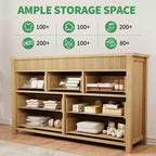 Commode à 6 tiroirs pour chambre à coucher, commode en bois de 47 pouces de large, commode cannelée pouvant servir de meuble TV, organisateur de rangement pour vêtements pour chambre à coucher et couloir