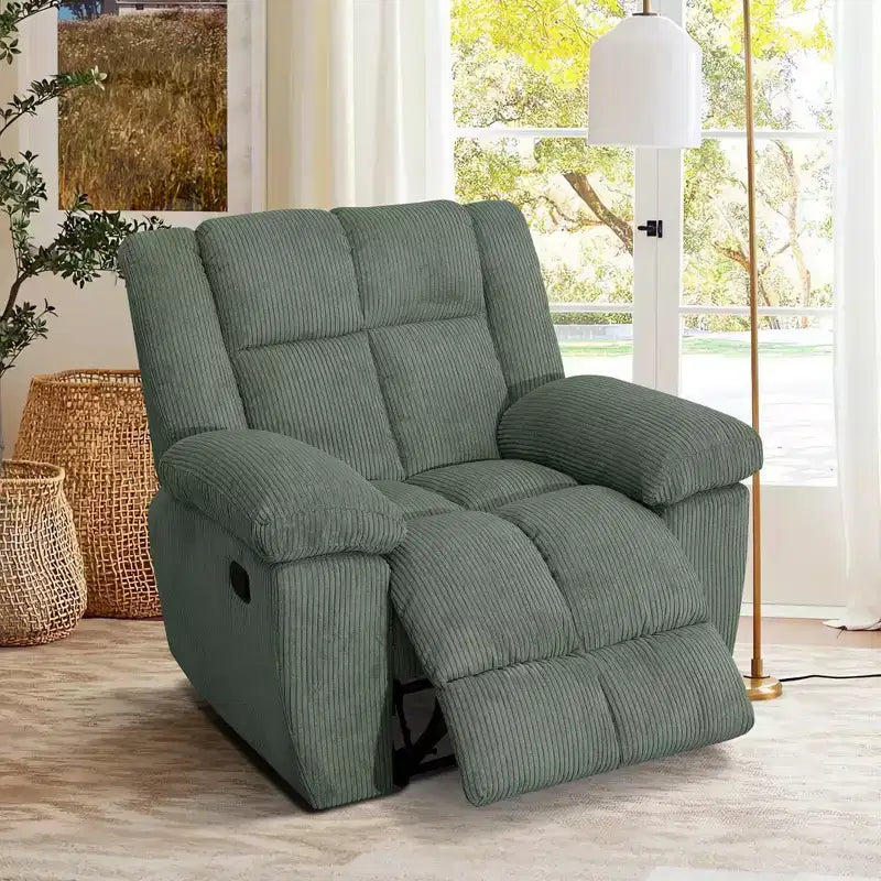 Fauteuil inclinable en velours côtelé avec dossier réglable pour salon, vert