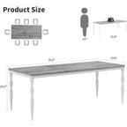 Table à manger rectangulaire rustique de 200 cm pour 6 à 8 personnes, plateau effet bois avec pieds en métal robustes, facile à nettoyer