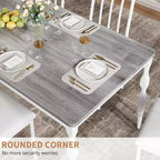 Table à manger rectangulaire rustique de 200 cm pour 6 à 8 personnes, plateau effet bois avec pieds en métal robustes, facile à nettoyer
