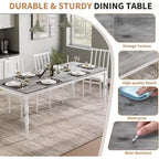 Table à manger rectangulaire rustique de 200 cm pour 6 à 8 personnes, plateau effet bois avec pieds en métal robustes, facile à nettoyer