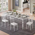 Table à manger rectangulaire rustique de 200 cm pour 6 à 8 personnes, plateau effet bois avec pieds en métal robustes, facile à nettoyer