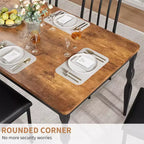 Table à manger rectangulaire rustique de 200 cm pour 6 à 8 personnes, plateau effet bois avec pieds en métal robustes, facile à nettoyer
