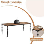 Table à manger rectangulaire rustique de 200 cm pour 6 à 8 personnes, plateau effet bois avec pieds en métal robustes, facile à nettoyer