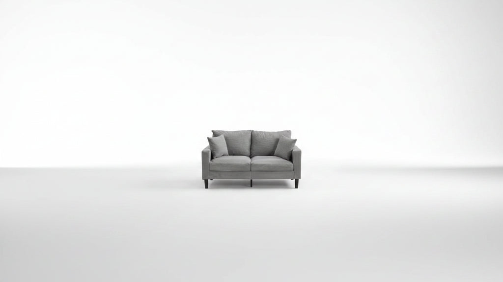 Causeuse moderne en bois rembourrée pour petits espaces, salon, chambre – Gris clair