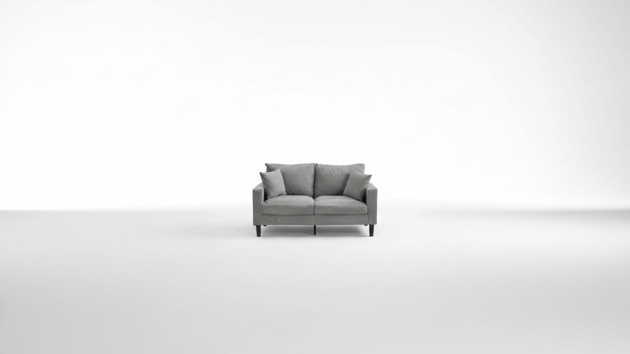 Causeuse moderne en bois rembourrée pour petits espaces, salon, chambre – Gris clair
