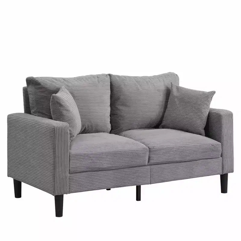 Causeuse moderne en bois rembourrée pour petits espaces, salon, chambre – Gris clair