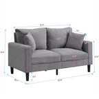 Causeuse moderne en bois rembourrée pour petits espaces, salon, chambre – Gris clair