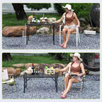 Table de grill pliant 90x60cm, table de camping portable avec plateau en maille, table de grill en métal léger réglable en hauteur pour le camping en plein air, le barbecue, le pique-nique