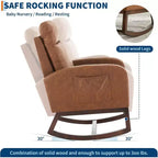 Fauteuil à bascule pour chambre d'enfant avec dossier haut et pochette latérale, fauteuil d'appoint avec pieds en bois d'hévéa pour salon/chambre