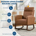 Fauteuil à bascule pour chambre d'enfant avec dossier haut et pochette latérale, fauteuil d'appoint avec pieds en bois d'hévéa pour salon/chambre