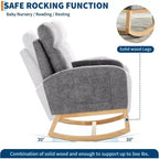 Fauteuil à bascule pour chambre d'enfant avec dossier haut et pochette latérale, fauteuil d'appoint avec pieds en bois d'hévéa pour salon/chambre