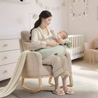 Fauteuil à bascule pour chambre d'enfant avec dossier haut et pochette latérale, fauteuil d'appoint avec pieds en bois d'hévéa pour salon/chambre