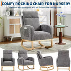 Fauteuil à bascule pour chambre d'enfant avec dossier haut et pochette latérale, fauteuil d'appoint avec pieds en bois d'hévéa pour salon/chambre