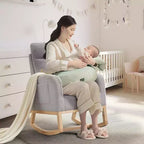 Fauteuil à bascule pour chambre d'enfant avec dossier haut et pochette latérale, fauteuil d'appoint avec pieds en bois d'hévéa pour salon/chambre