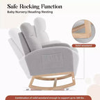 Fauteuil à bascule pour chambre d'enfant avec dossier haut et pochette latérale, fauteuil d'appoint avec pieds en bois d'hévéa pour salon/chambre